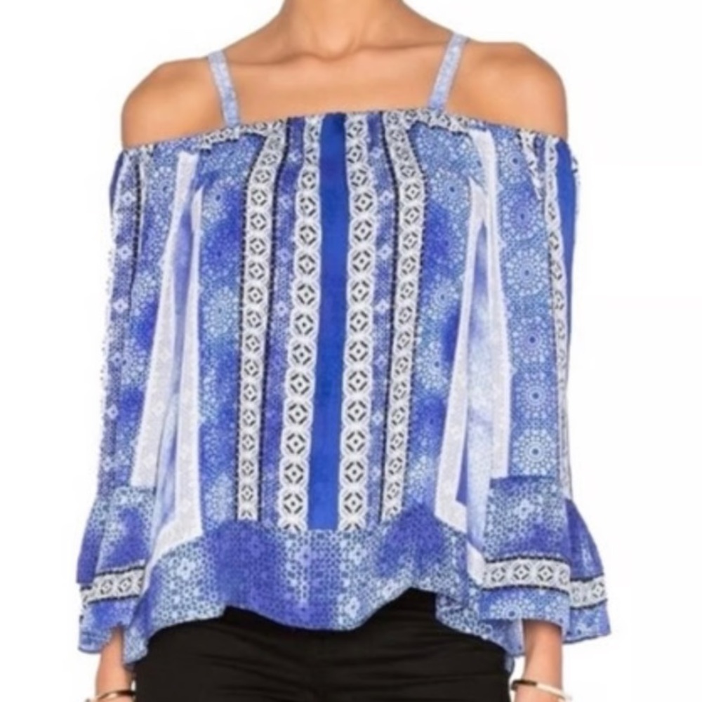 Parker Blue Dipsy flowy Silk Blouse In Olympos, S